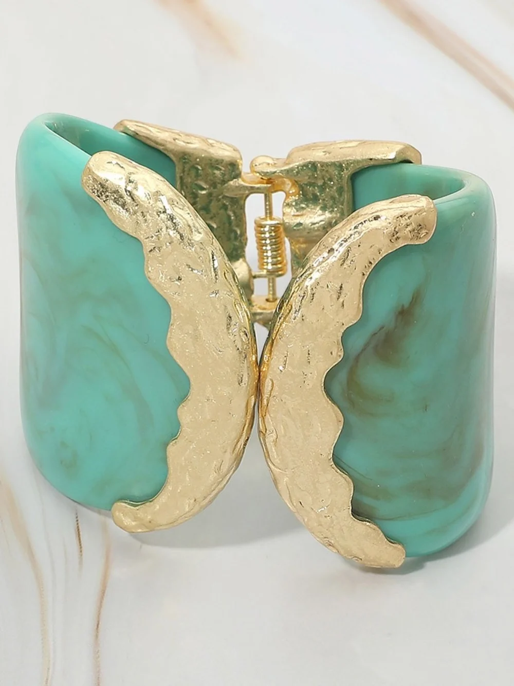 Turquoise Gold-Accent Chunky Cuff Bracelet - Women Jewelry